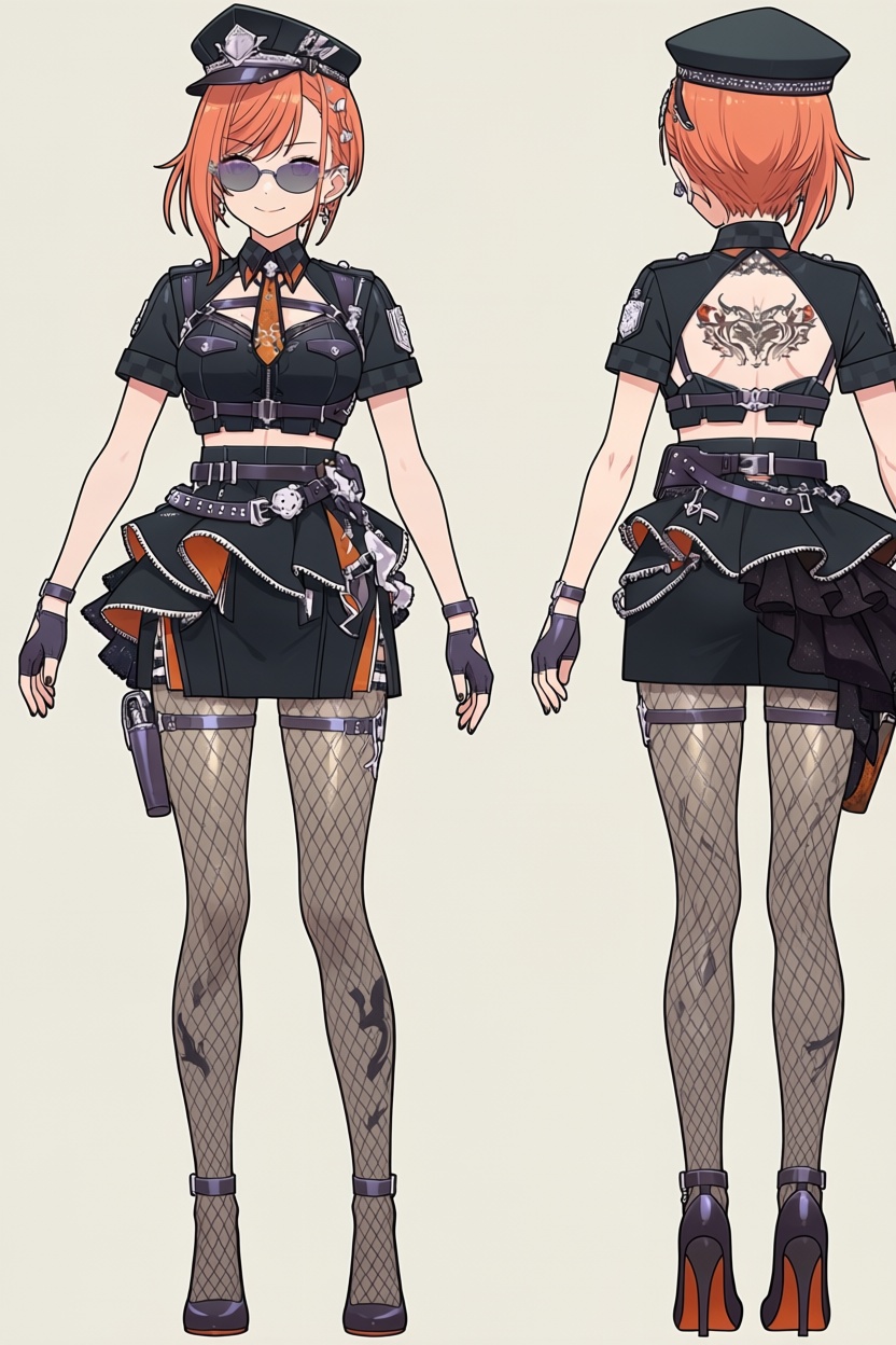 knmp73policeNatsuha,  black clothing,  sunglasses on Tensor.Art