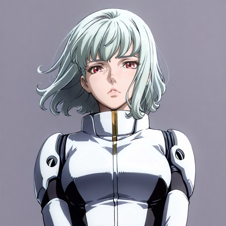 masterpiece, best quality,solo,(grey background:1.2),simple background,1girl,looking at viewer,  anime_style, gundam_0079if_style, thunderbolt_style<lora:uc0079if-THUNDERBOLT-ill:0.8>