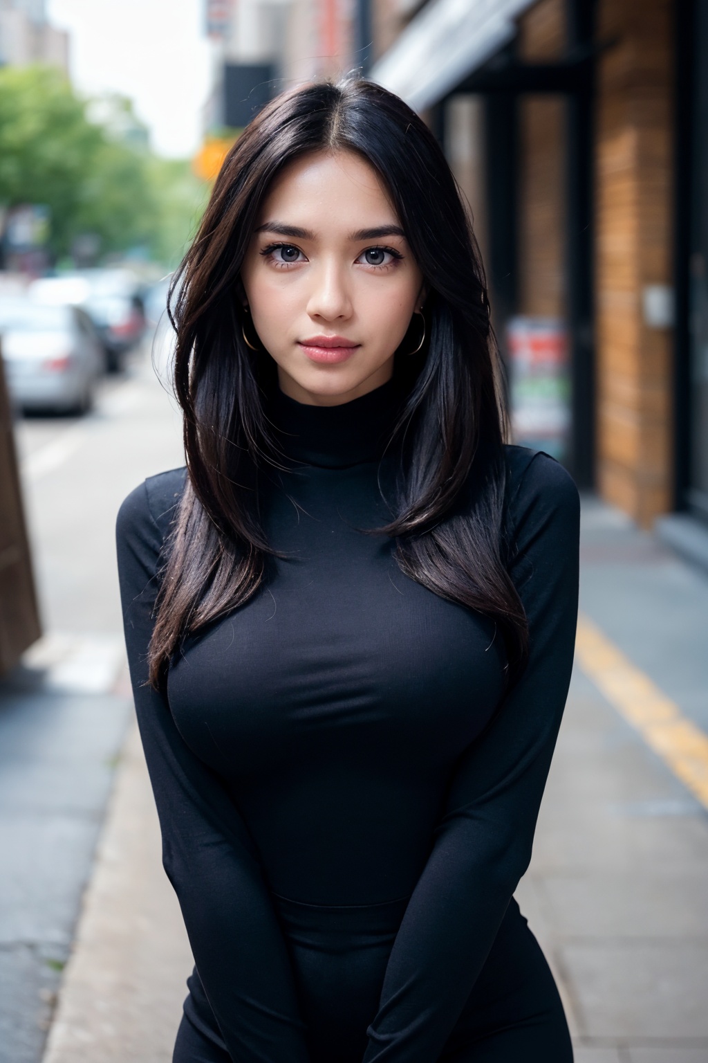 background is New York,  street,  1 girl on Tensor.Art