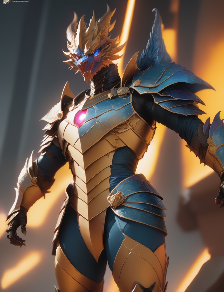 Super Ambassador Dragon,Handsome,(Blue Scale Armor,Anthropomorphic:1.5),(Blue Wings:1.5),Laser Eyes Shoot Gamma Rays,Sci-Fi,High Resolution,Lots of Detail,Sci-Fi Art,<lora:鲜创一派@伽玛龙王_Gamma Dragon King:1.2>,longwang,