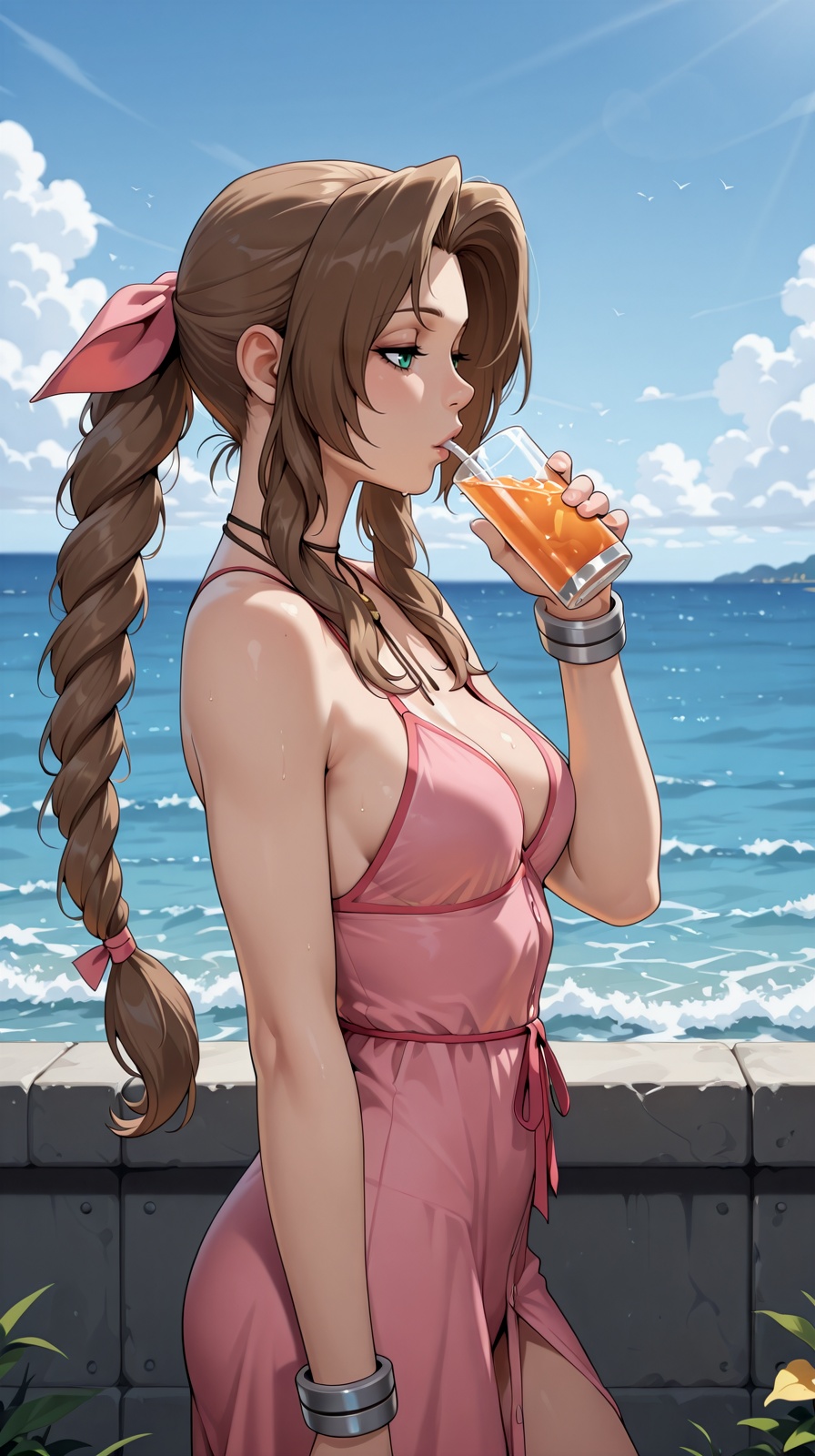 1girl,  aerith gainsborough,  sfw on Tensor.Art