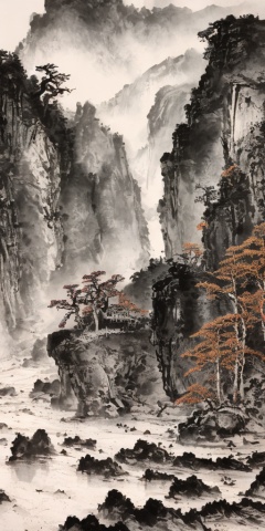 Traditional Chinese ink wash landscape painting with meticulous brushwork,draw,High definition,best quality,masterpiec8K.HDR.Intricate details,ultra detailed,8k,masterpiece,best quality,<lora:guanshanyue_20240304132651-000010:1>,guanshanyue,