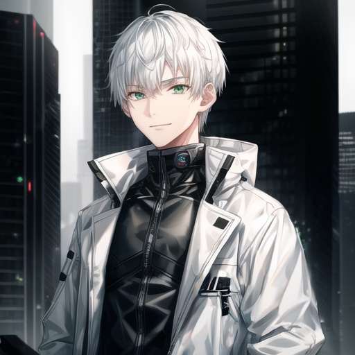 full_shot,simple background,male,*****,smile,white_skin,tall,white hair,mole_under_eye,green eyes,white coat,black shirt,huge filesize,<lora:add_detail:1>,slender face,short hair,:d,