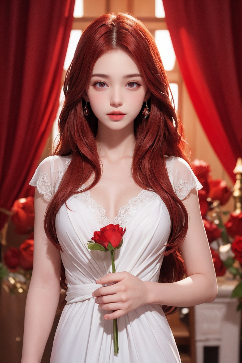1girl,  white long translucent night gown,  long hair on Tensor.Art