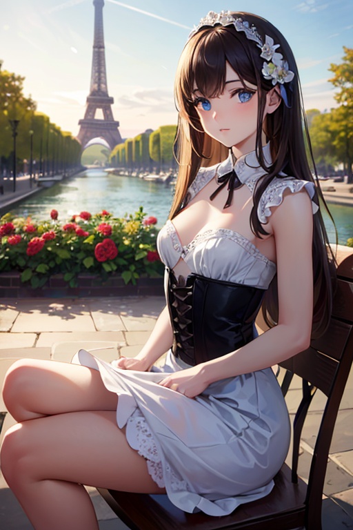 RAW,analog,Nikon Z 85mm,award winning glamour photograph,((best quality)),((masterpiece)),((realistic)),18th century,vintage image,gorgeous French woman wearing,lace dress and corset,wearing a crown,25 year old,(long brown hair),hazel eyes,small perky breasts,sitting outside at a Paris caf,eiffel tower in background,petite,((small breasts)),innocent,flower pedals in the air,(freckles:0.6),intricate details,highly detailed,sharp focus,professional,4k,spring flowers blooming,god rays,hand model,stunning blue eyes,petite,delicate,innocent,highres,detailed facial features,high detail,sharp focus,smooth,aesthetic,extremely detailed,photo_\(ultra\),photorealistic,realistic,post-processing,max detail,roughness,real life,ultra realistic,photorealism,photography,8k uhd,photography,SEMI-SILHOUETTE light,russian face,