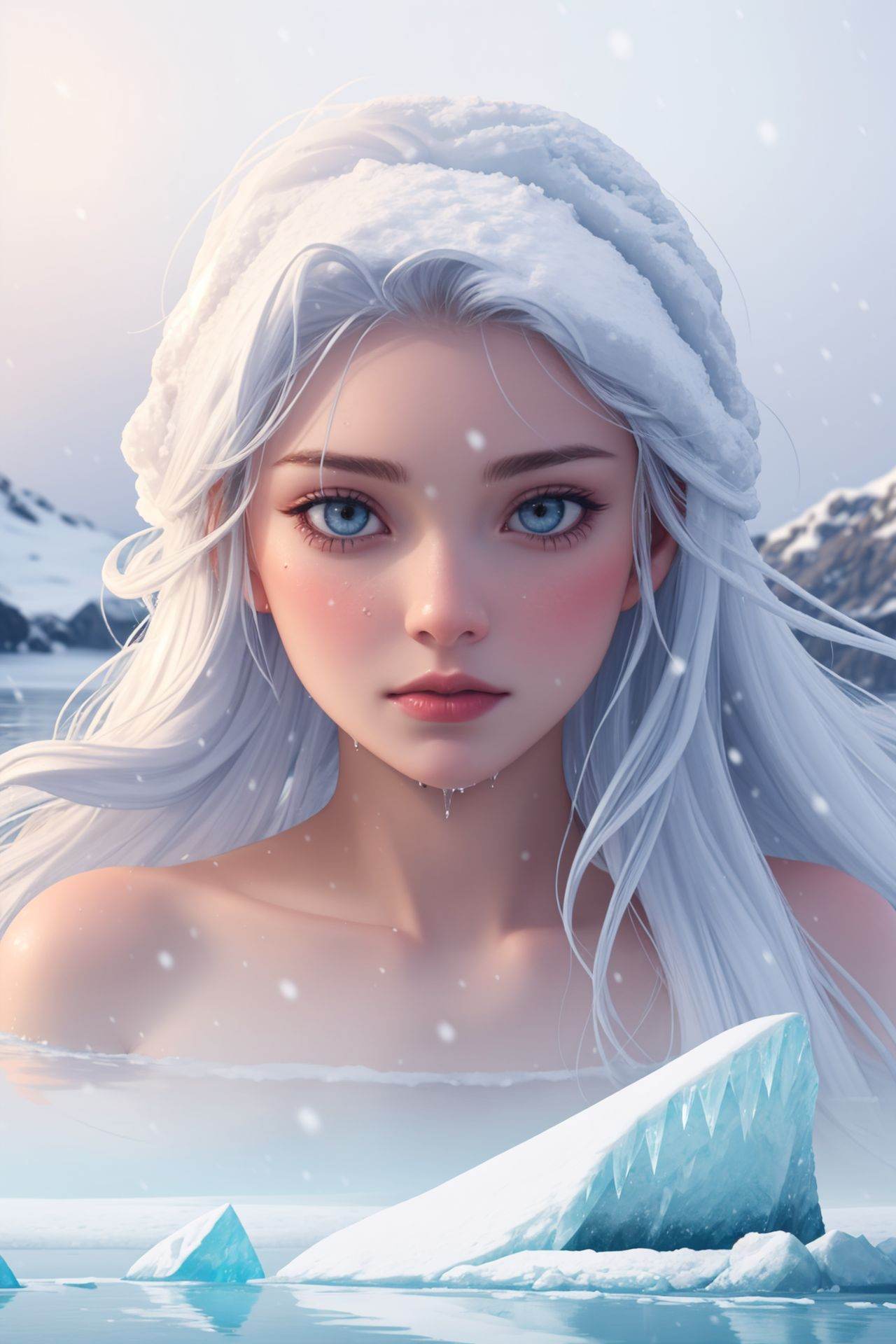 1girl,  solo,  heavy snow on Tensor.Art