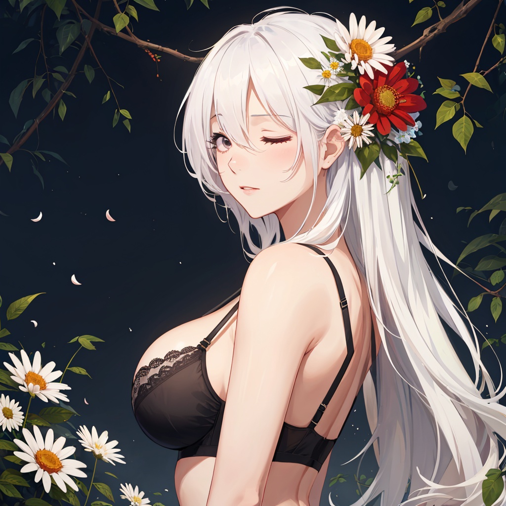 1girl,  black bra,  large firm breasts on Tensor.Art
