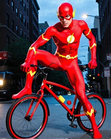 marvel flash  riding bicycle