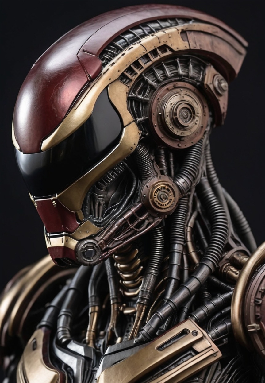 Ultra realistic xenomorph ironman in steampunk style,  surface scratches on Tensor.Art