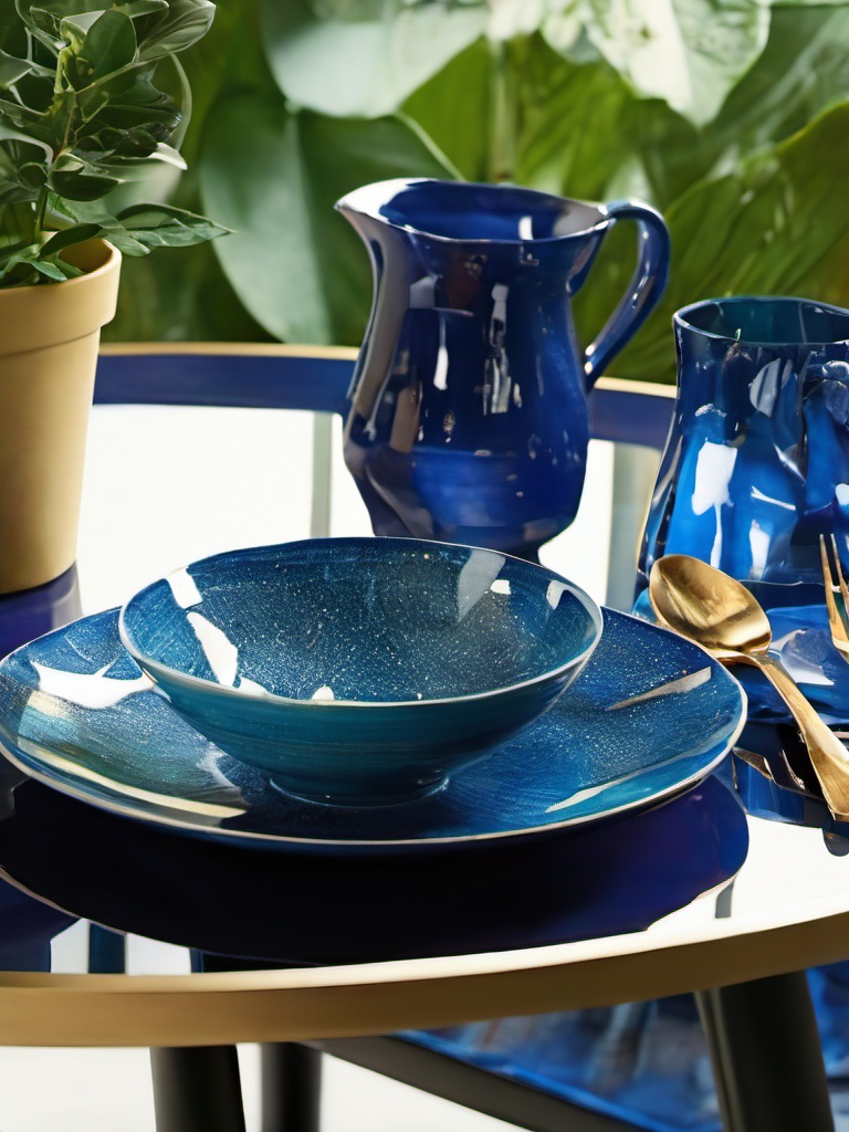 lansexi,no humans,cup,still life,table,plant,saucer,reflection,blue theme,realistic,plate,traditional media,chair,masterpiece,8K,realistic,UHD,<lora:lansexi 1.0:1>,