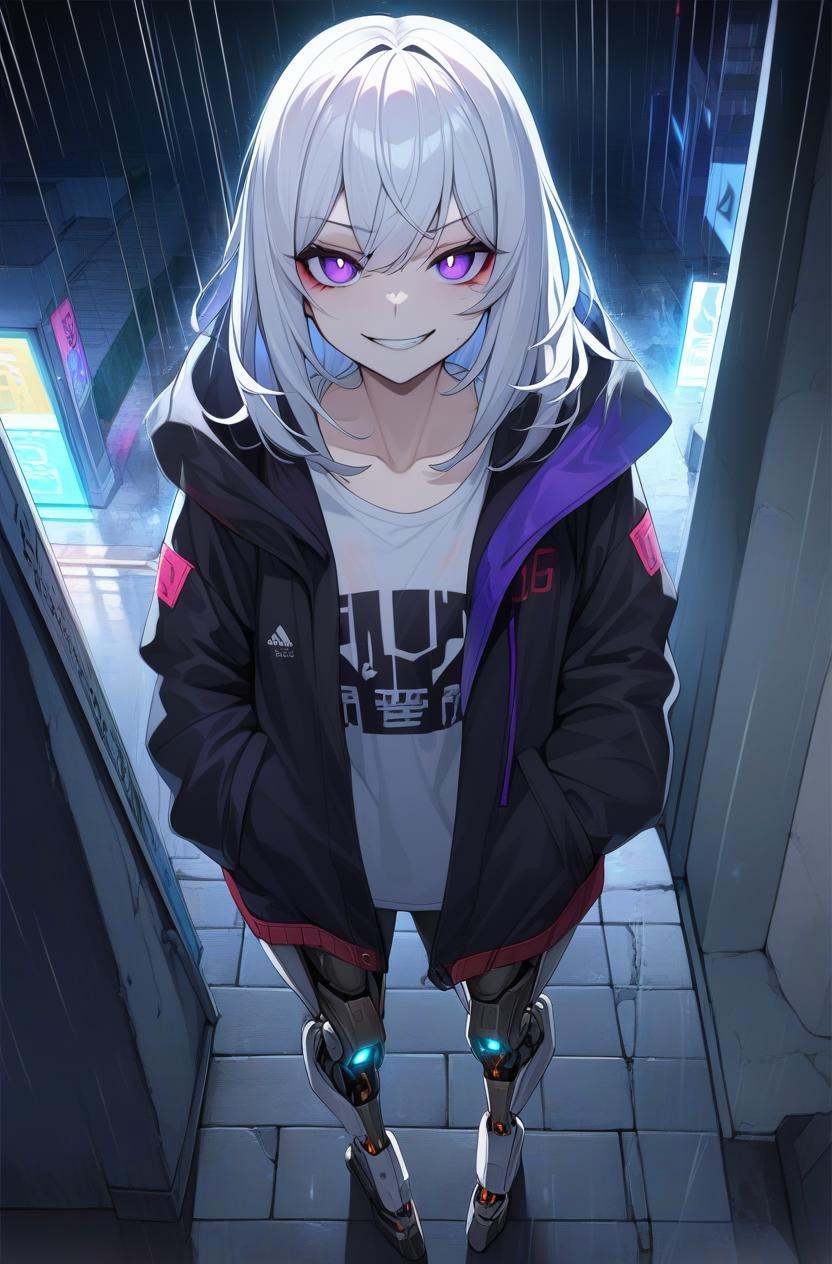 1girl,  white hair,  purple eyes on Tensor.Art