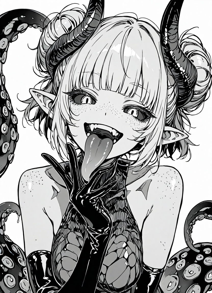 1girl,  long tongue,  solo on Tensor.Art