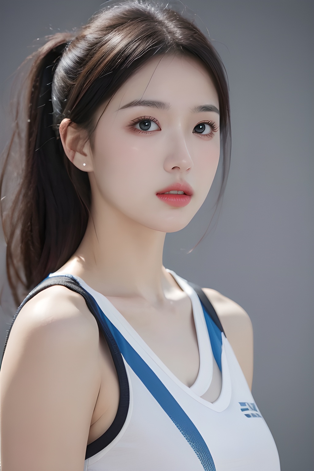 <lora:0811_10:0.7>,simple background,sportswear,, 1girl,realistic,masterpiece, best quality, photorealistic, HDR,detail