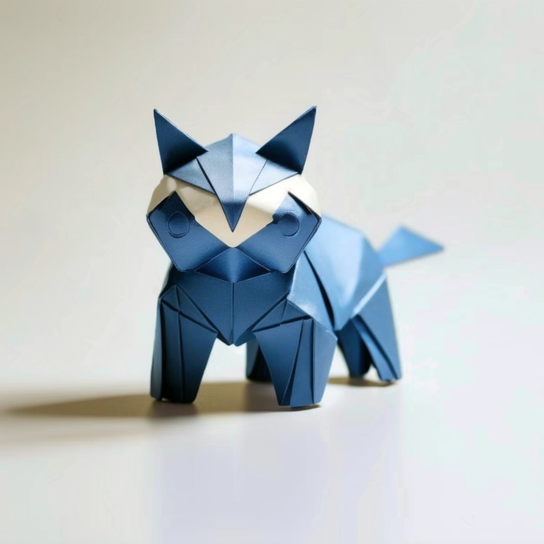 ((HRD, HUD, 8K)),((masterpiece, best quality)), highly detailed,Origami, simple background, grey background, no humans, solo, standing, full body, looking at viewer, pokemon (creature), looking at viewer, standing, *****,  <lora:20240116-1705346381042:1>
