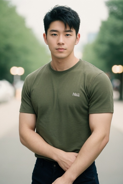 cinematic photo 1boy,handsome_wataru,male,handsome,asian,short hair,<lora:Asian_man_face:0.7>,short_sleeves . 35mm photograph, film, bokeh, professional, 4k, highly detailed