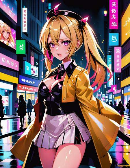 a failed vtuber working the streets,  night district,  hyperrealistic on Tensor.Art