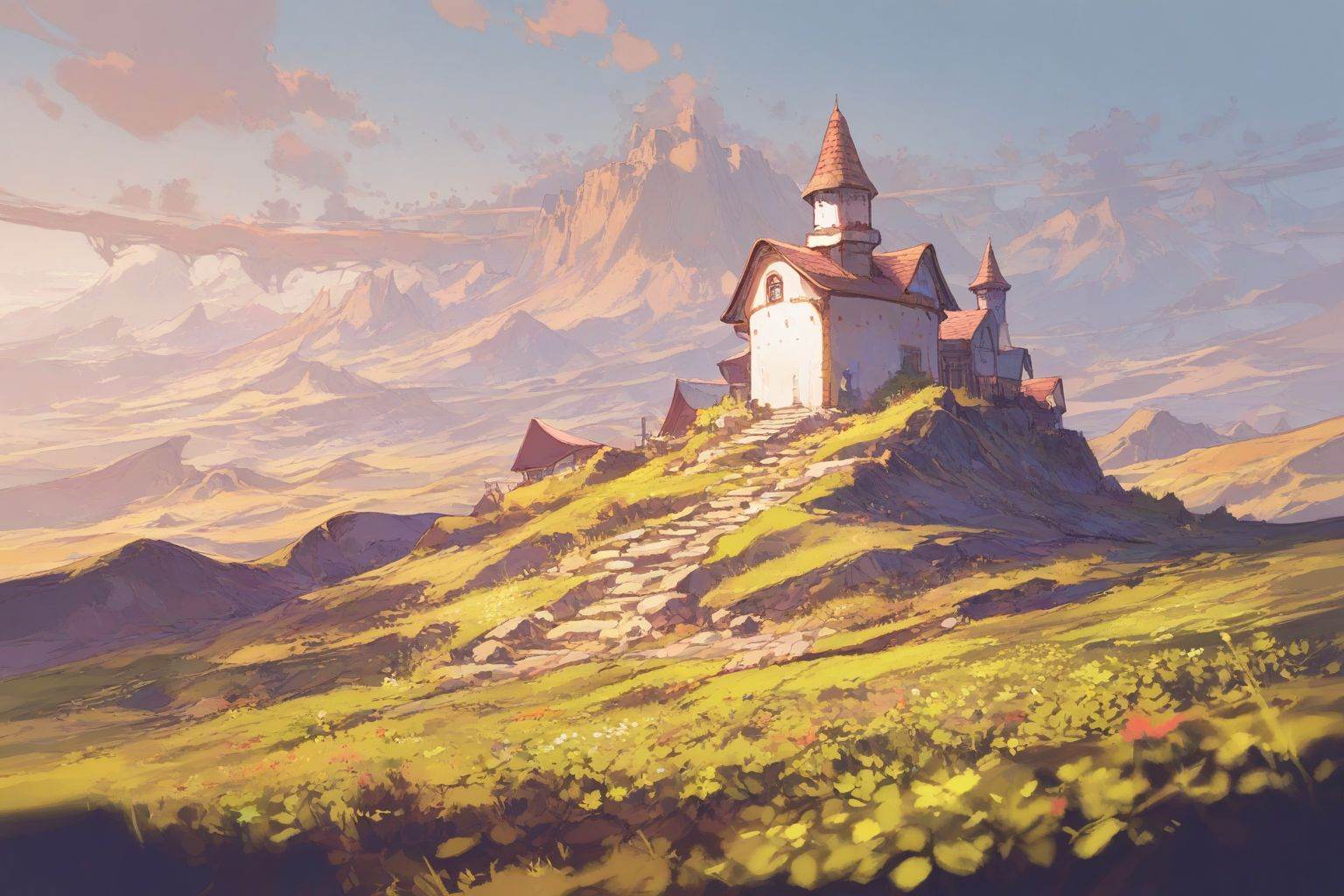 highres,extremely detailed 8k wallpaper,illustration,depth of field,great quality,masterpiece,best quality,amazing quality,very aesthetic,absurdres,Japanese fantasy style,artist:ciloranko BREAK<lora:Japanese fantasy style:0.8>,landscape,
