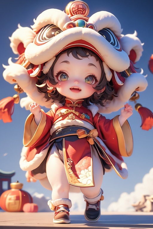 (masterpiece:1.2),best quality,highres,extremely detailed CG,perfect lighting,8k wallpaper,3D,C4D render,unreal engine,octane render,ip image,1girl,hat,chinese clothes,traditional_dress,simple background,full body display,<lora:FF_20240202024749-000007:1>,