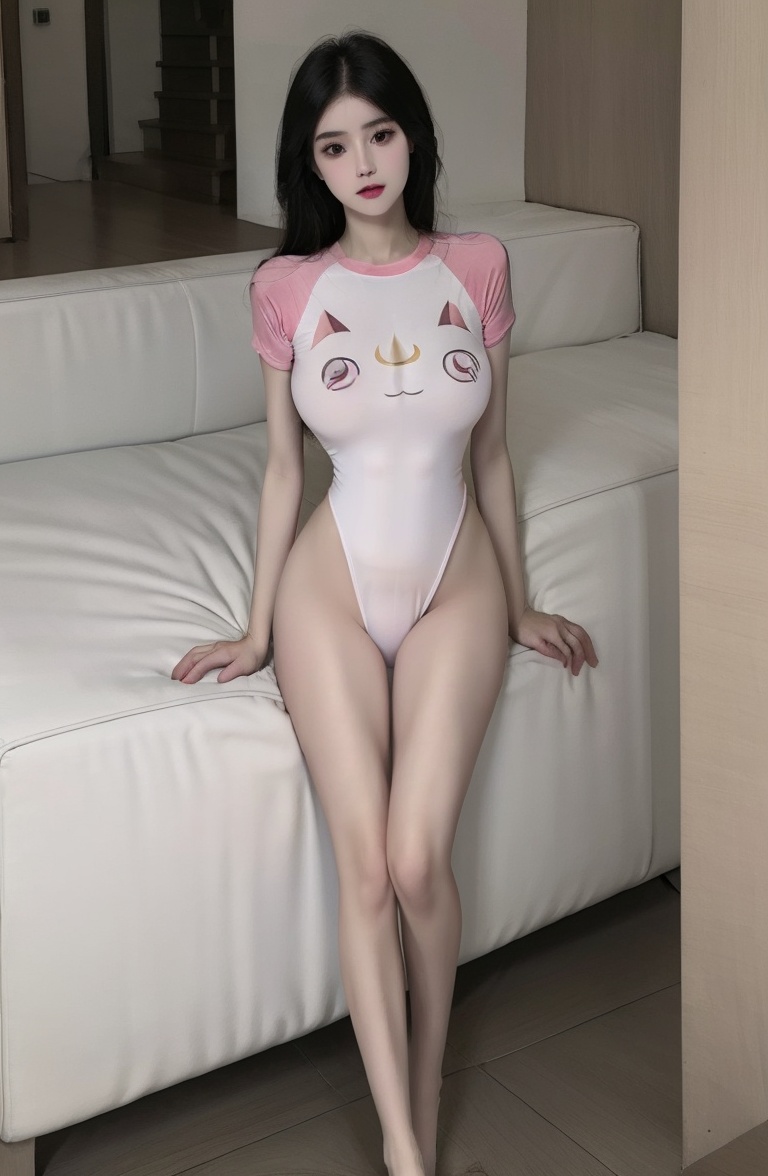 (masterpiece, best quality:1.4),finely detailed,1girl,solo,pale skin,perfect body,standing,(medium breasts:1.2),(cowboy_shot:1.2),<lora:killer性感透视卡通死库水泳衣v1.0-000008:0.8>,leotard,pink leotard,whiteleotard,