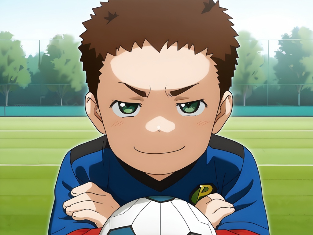 <lora:Ohta_Shou_XL:1>,do not split pictures,best quality,best detail,masterpiece,male focus,soccer field,1boy,male_child,petite,brown hair,dark green eyes,Very short hair,soccer uniform,football shoes,sport socks,smug,arms_crossed,perfect hands,(5fingers:1.3),correct anatomy,soccer ball,foot on the football,huge filesize,available light,close-up,front view,depth of field,photorealistic,