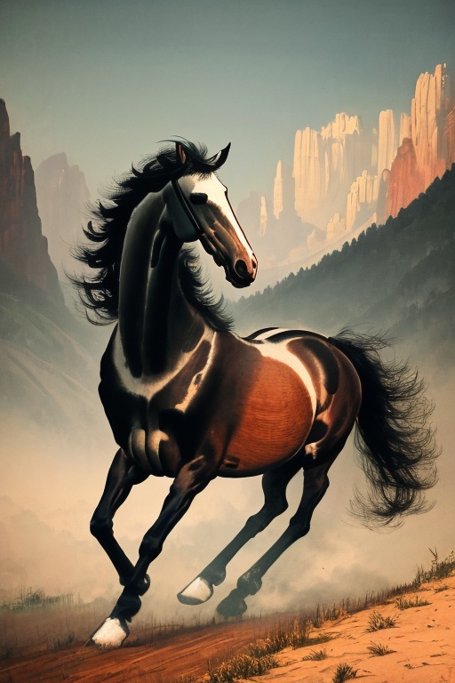 best quality,masterpiec8K.HDR.Intricate details,ultra detailed,8k,masterpiece,best quality,Chinese painting,landscape painting,darw,<lora:horse gh_20240306144304-000005:1>,horse,solo,no humans,