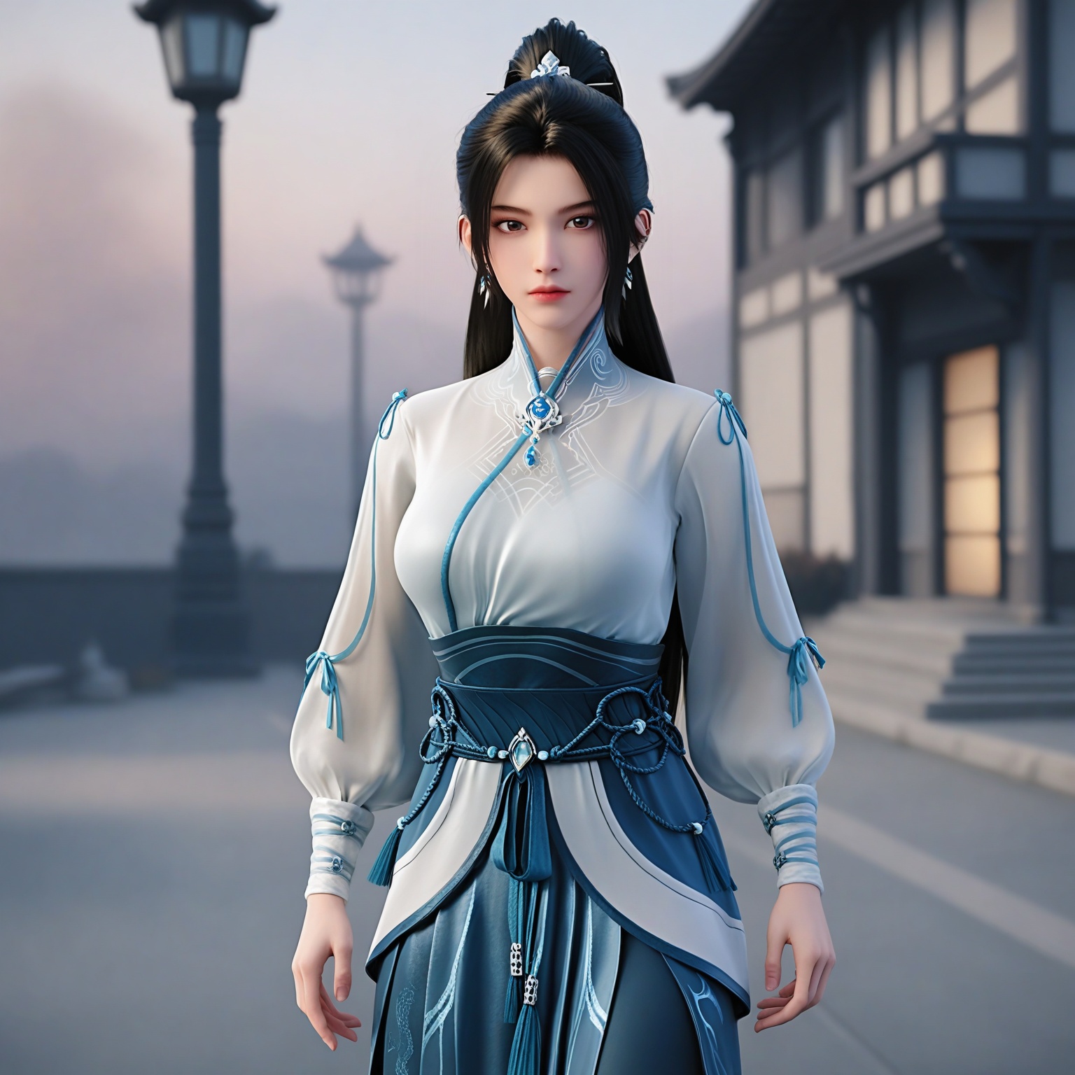 (upper_body:1.1),(huge breasts:0.9),66.<lora:YQpony_BX_ningyaoV4:0.8>,q1528437228,solo,1girl,long_hair,black_hair,jewelry,earrings,chinese_clothes,ponytail,dress,long_sleeves,realistic,sash,brown_eyes,brown_hair,hair_ornament,white_dress,hair_tie,see-through,hair_bun,pants,see-through_sleeves,ribbon,boots,breasts,tassel,gem,puffy_long_sleeves,sheathed,blue_dress,skirt,shirt,white_shirt,china_dress,black_footwear,puffy_sleeves,single_hair_bun,tassel_earrings,black_eyes,bracelet,long_skirt,makeup,,blush,(looking_at_viewer:1.1),BREAKintricate details,shiny_skin,solo focus,(blurry background:1.1),(depth of field:1.1),perfect_anatomy,(cinematic lighting:0.9),(volumetric lighting:0.9),(simple background,pure black background,black background:1.1),