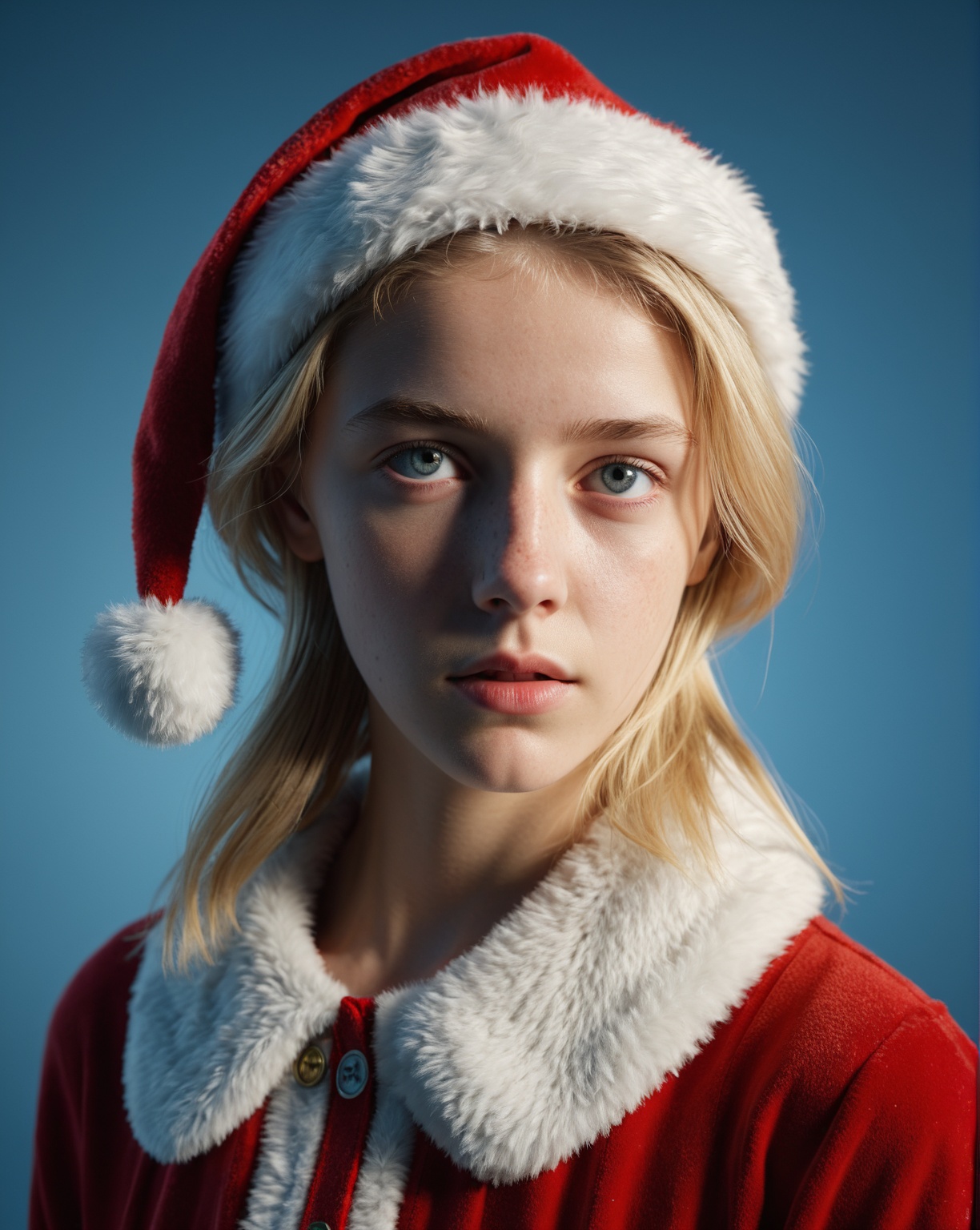 wearing santa claus dress,  portrait of a **** girl,  18 years old on Tensor.Art