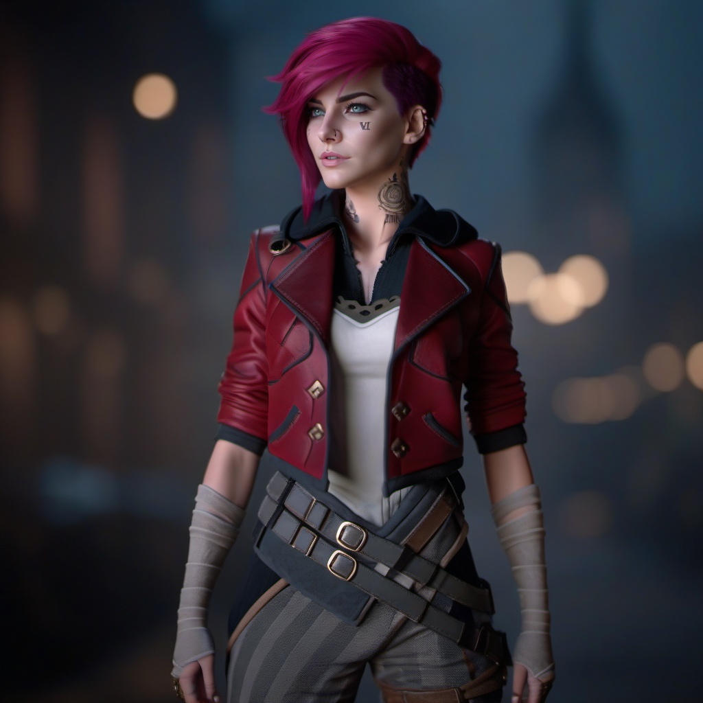 cinematic photo a woman,  full body,  pink hair on Tensor.Art