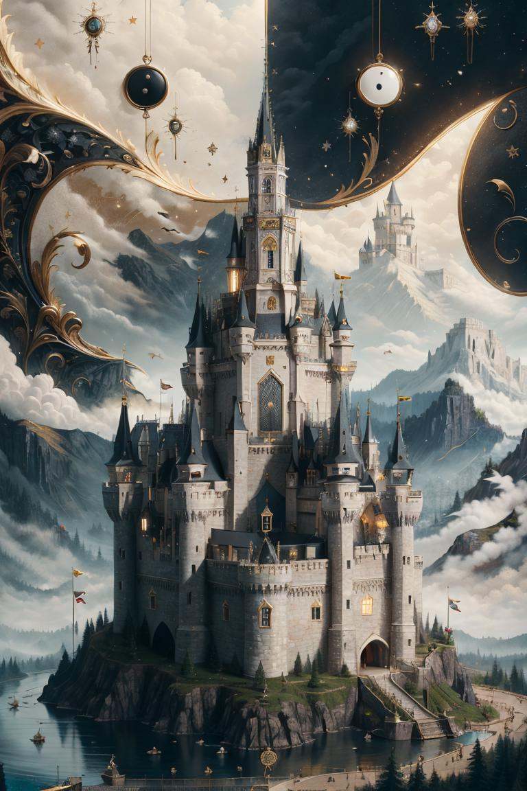 yinyangstyle,  fantasy,  castle on Tensor.Art