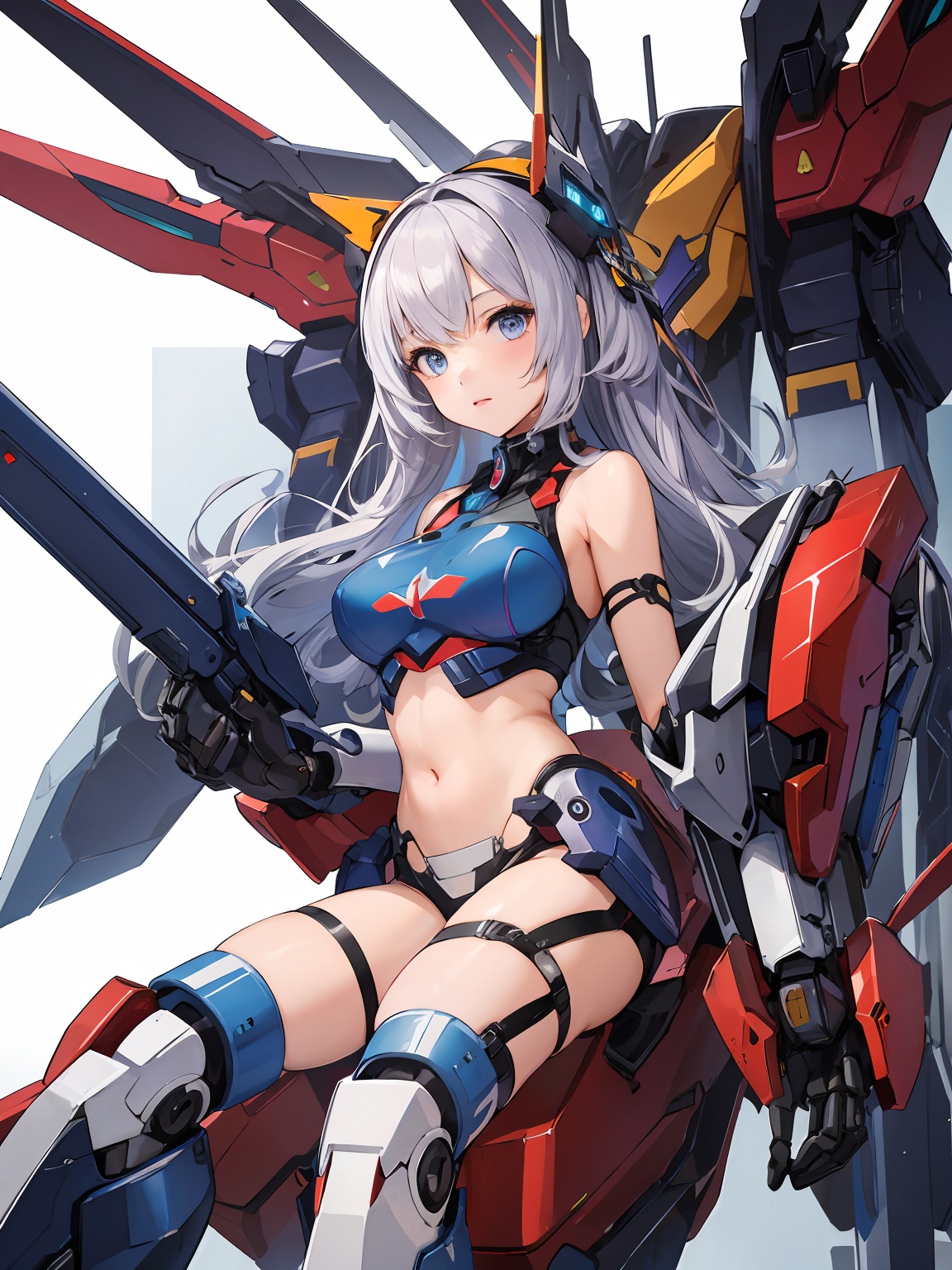 1girl,  (((mecha))),  cutout above navel on Tensor.Art