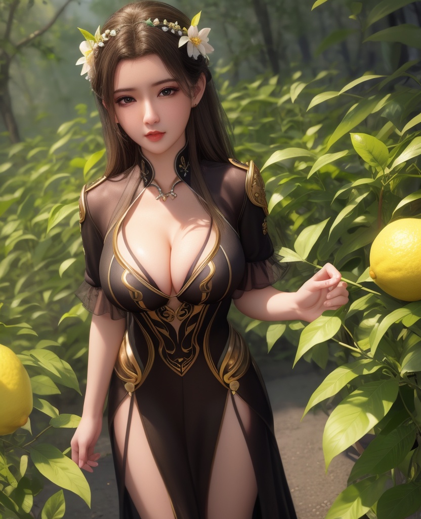 <lora:548-DA-师兄啊师克-碧霄:0.8>(,1girl, ,best quality, ),looking at viewer,  ,ultra detailed background,ultra detailed background,ultra realistic 8k cg, ,masterpiece, (( , )),,  fiction,mole, ultra realistic 8k cg, ,      , lemon blossoms,  (cleavage), (), ,,,