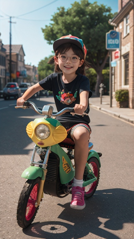 A very cute girl,  6 years old,  tricycle on Tensor.Art
