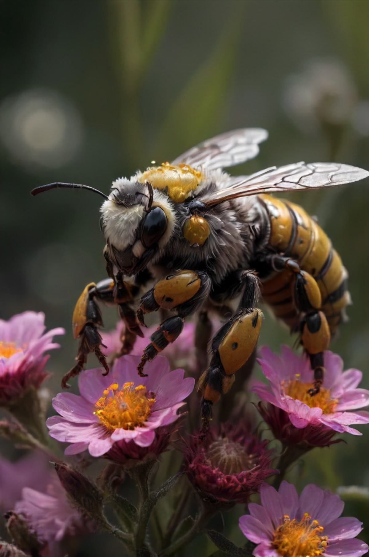photo nature,  an armored bee-mech that is platted,  pollen on Tensor.Art