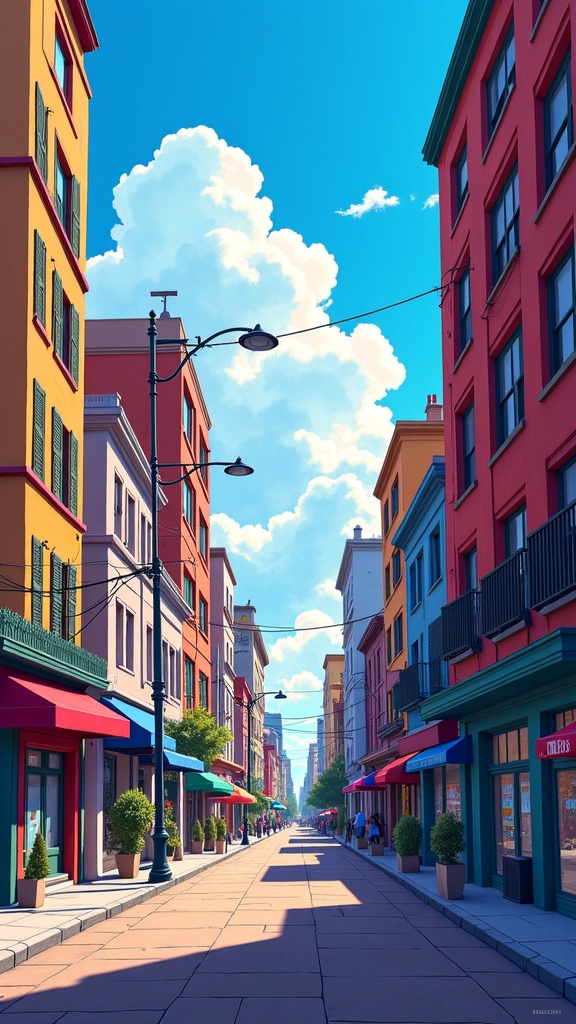 there is a street with a lot of buildings and a street light,endless street,detailed street,street background,rio de janeiro in an anime film,anime background art,style in ghibli anime style,summer street,city street view background,ghibli artstyle,japanese street,anime asthetic,ghibli vibe,style in ghibli anime,quiet street,studio ghibli anime screenshot,futuristic street,screenshot from a 2012s anime,background art,anime screenshot pattern,studio ghibli artstyle,empty street,colorful anime movie background,ghibli screenshot,reflections. by makoto shinkai,studio ghibli environment,urban street,striking artstyle,ghibli spirited away vibe,colorkey scene,animesque,british street background,anime scenery,