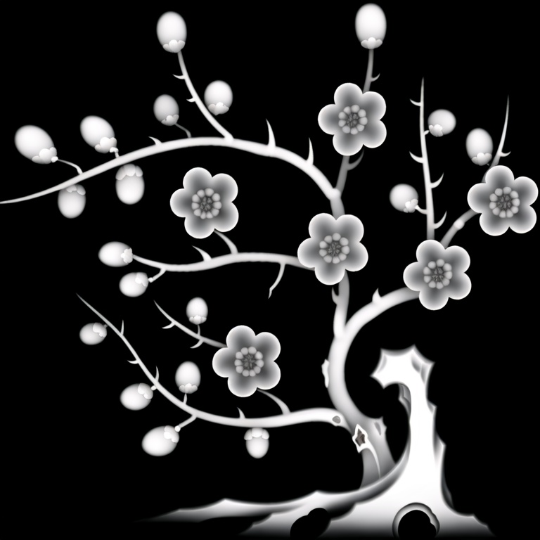 greyscale,  flower,  plum blossom by 无边落木 on Tensor.Art