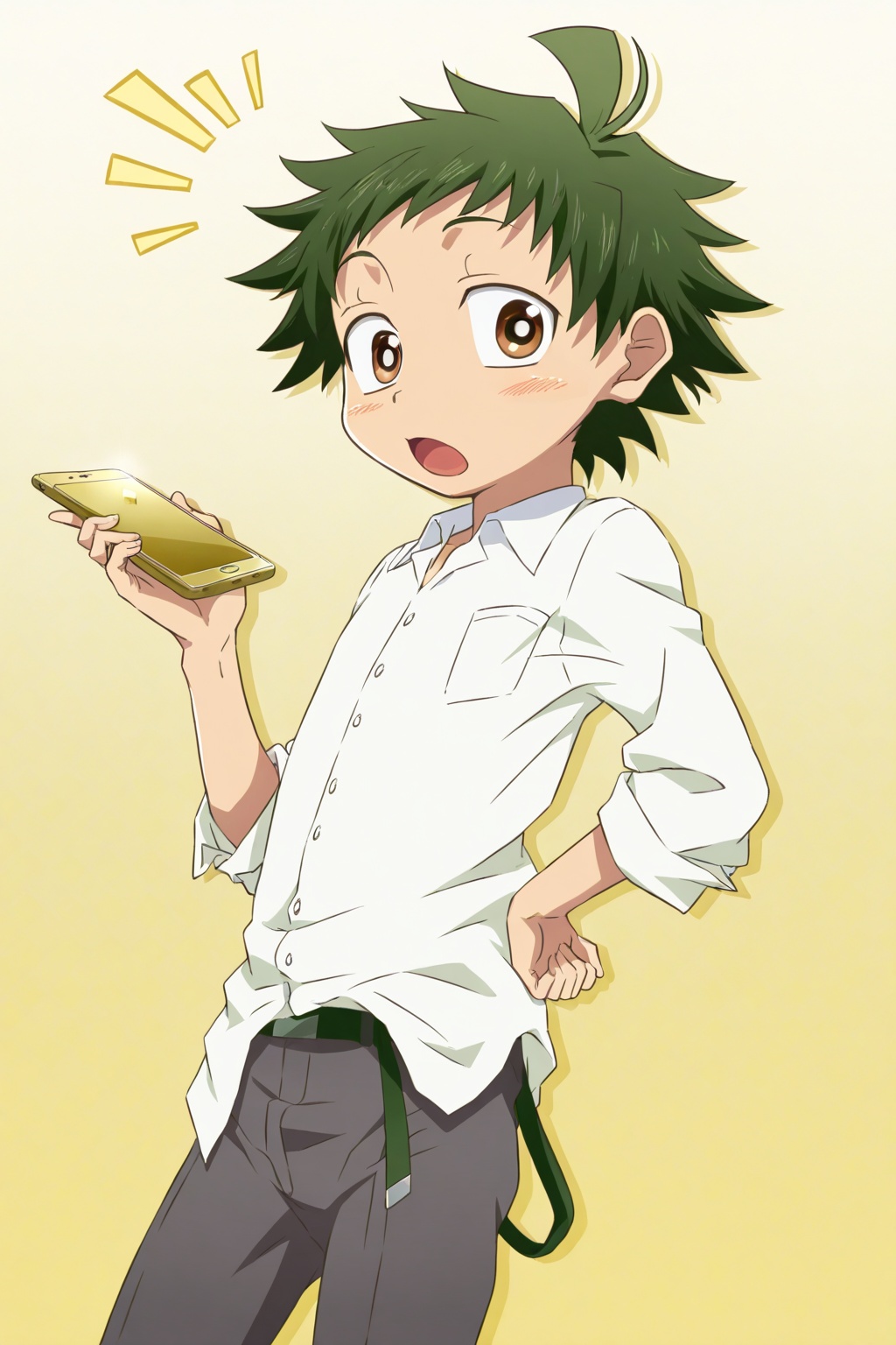 aocun,  green hair,  short hair on Tensor.Art