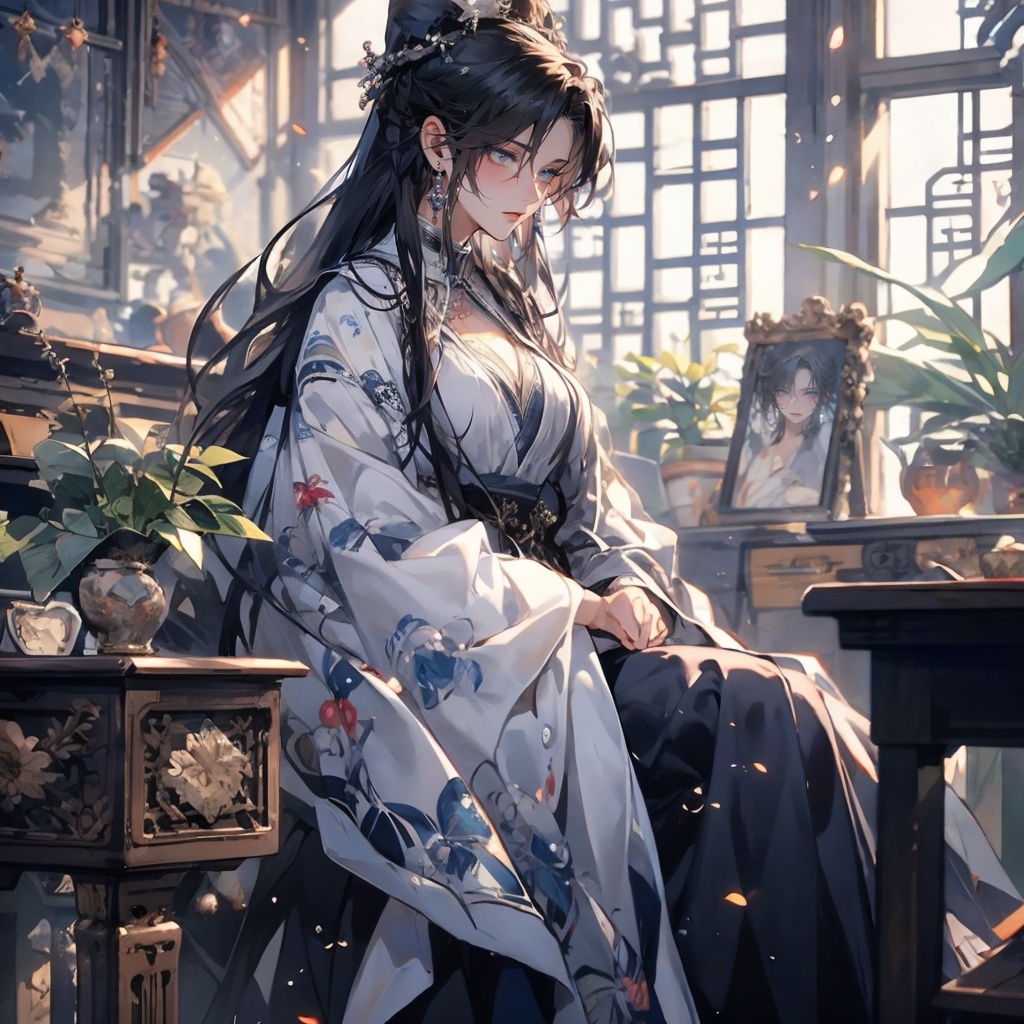 (masterpiece:1.2),best quality,highres,extremely detailed CG,perfect lighting,8k wallpaper,anime,comic,game CG,1girl,<lora:推文专用古风v1.4:0.8>,