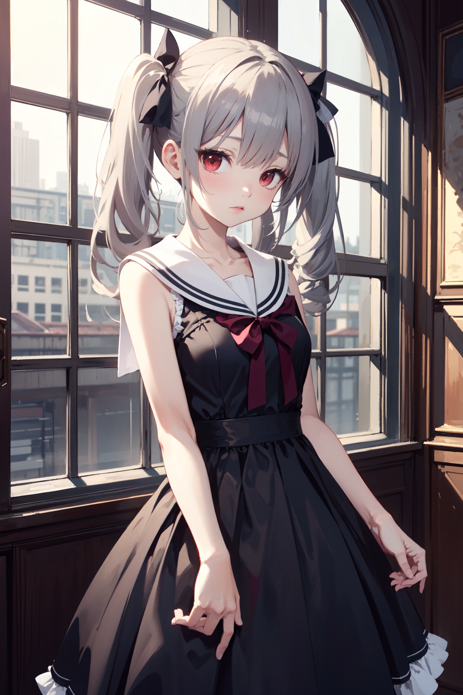gray hair,  twintail,  red eyes on Tensor.Art