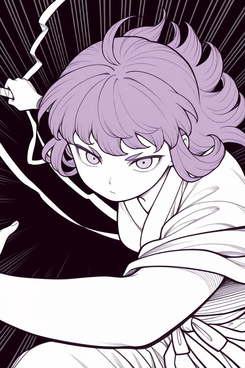 manga style,  colored,  violet hair on Tensor.Art