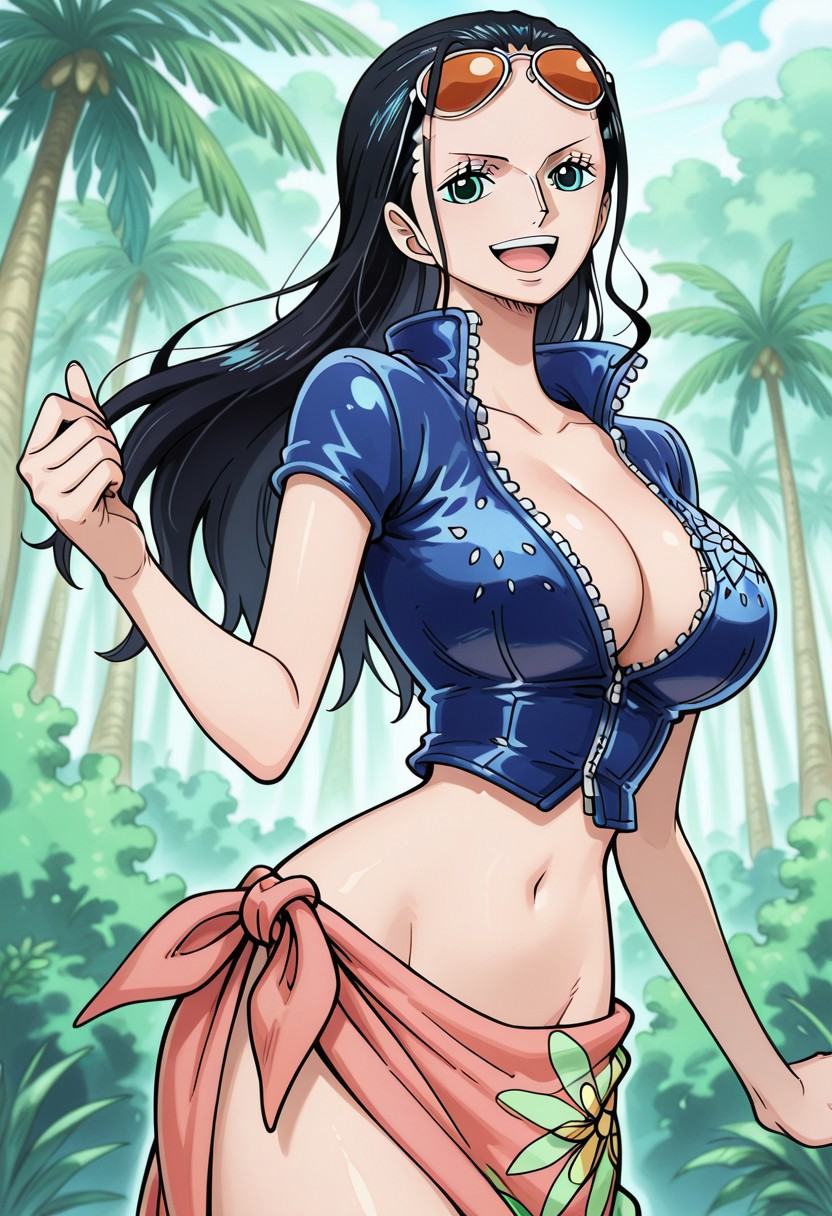nico robin ,  green eyes,  black hair on Tensor.Art
