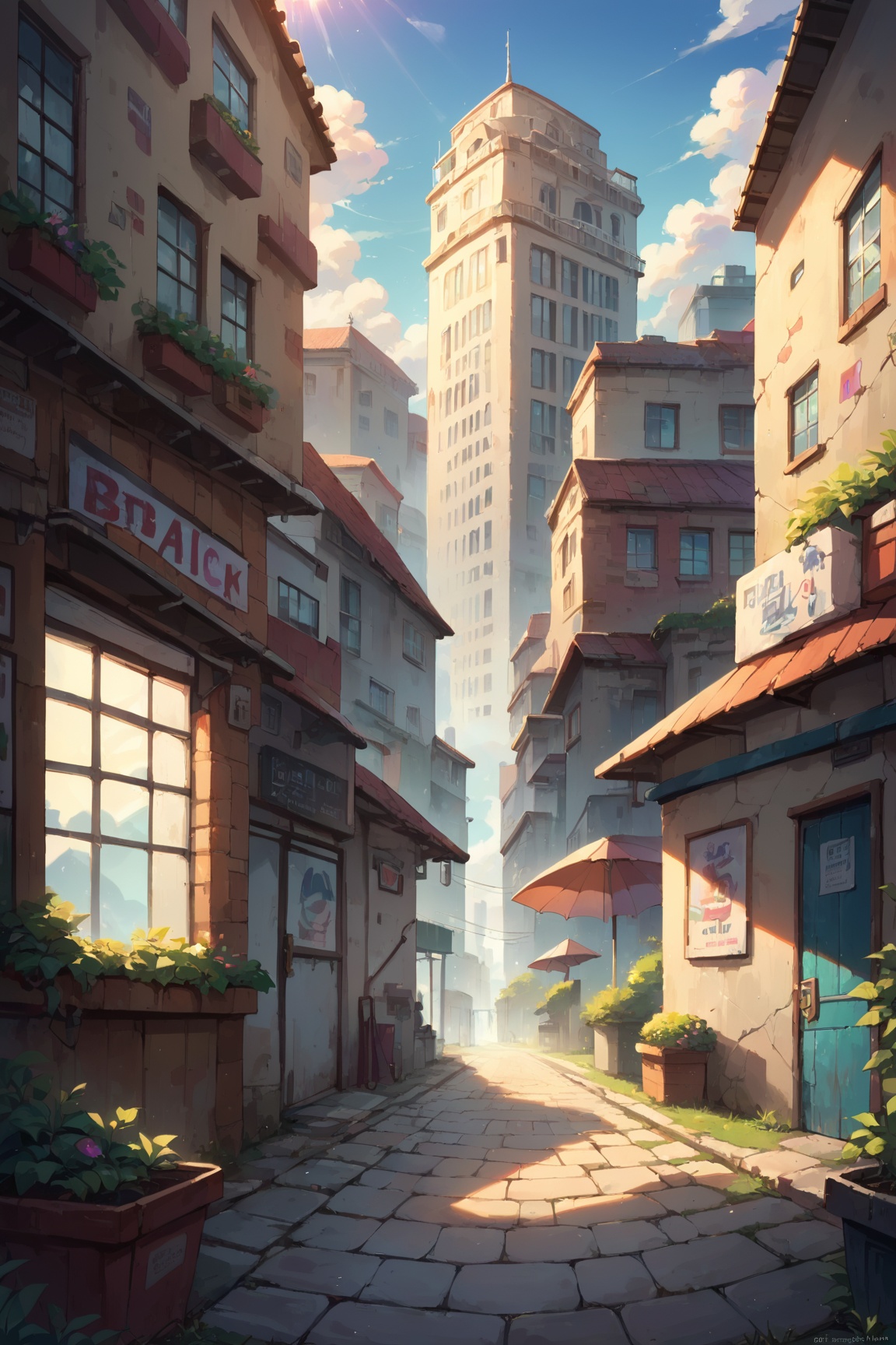 zPDXL,  city alley,  tall buildings on Tensor.Art