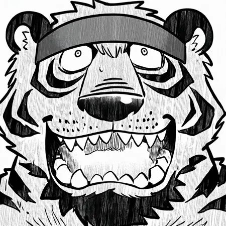 bear,  monochrome,  tiger on Tensor.Art