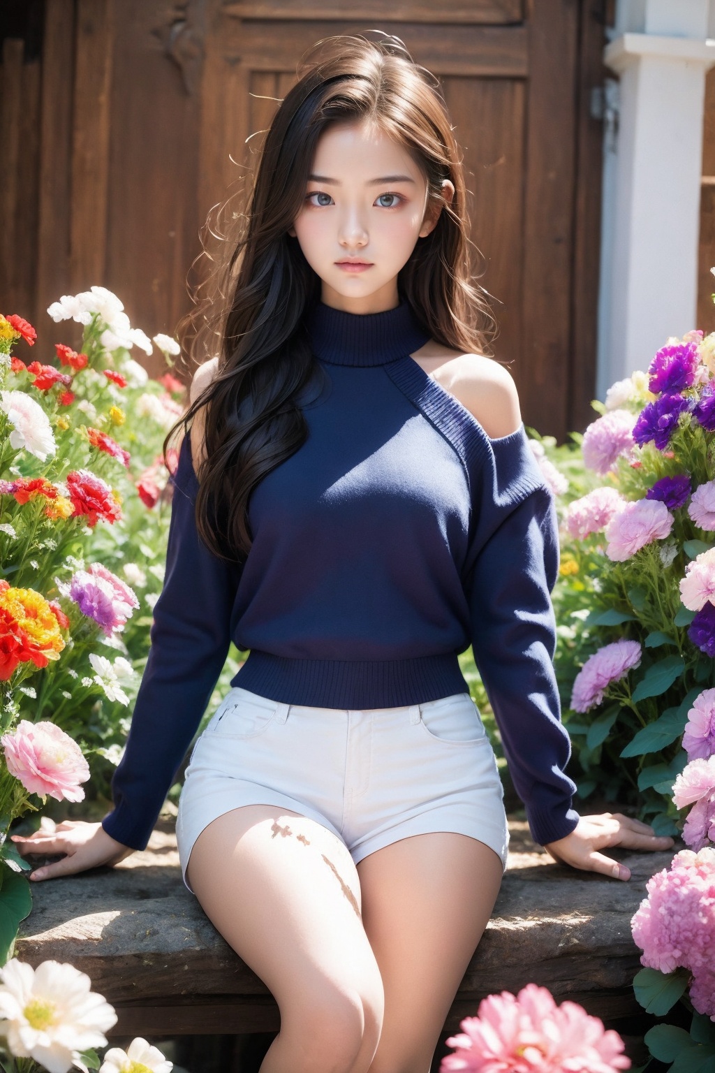 18 y.o girl,flower,<lora:Again_Style:1>