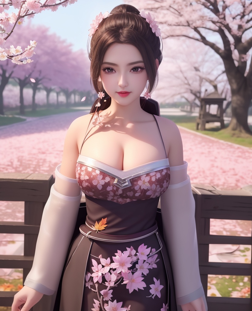<lora:569-DA-星辰变-朔燕:0.8>(,1girl, ,best quality, ),looking at viewer,  ,ultra detailed 8k cg,ultra detailed background,ultra realistic 8k cg, ,masterpiece, (( , )),, ,science fiction,mole, ultra realistic 8k cg, ,    ,(,cherry blossoms, autumn leaves,perfect cherry blossom,   ), (cleavage),