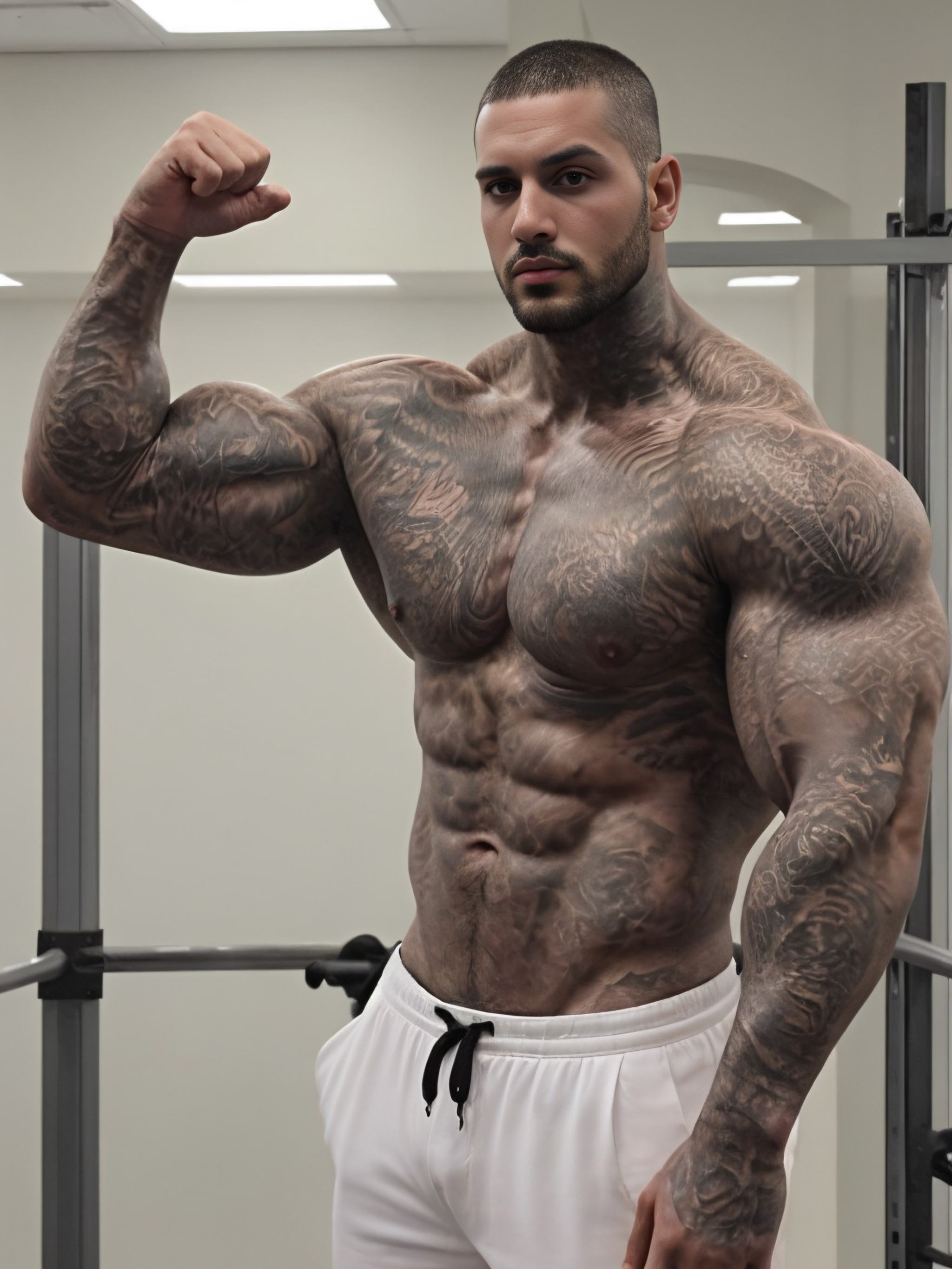 1male,  tatto,  body muscled on Tensor.Art