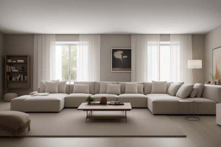 ((best quality)),((masterpiece)),((realistic)),living room,Modern minimalist Nordic style,Soft light,Pure picture,