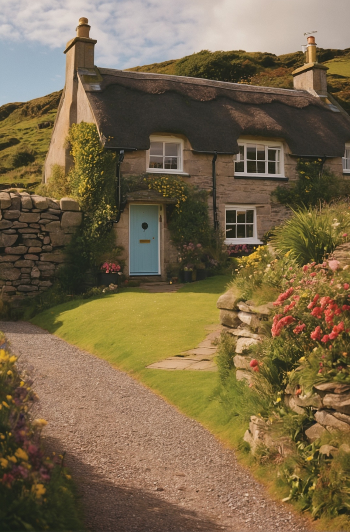 a beautiful cottage,  scotland coastal village, on Tensor.Art