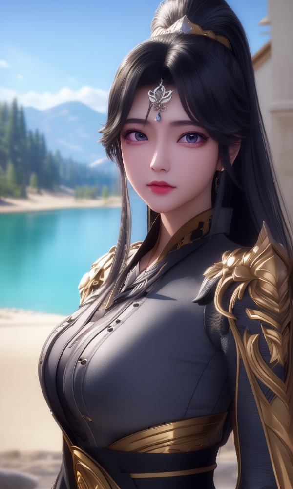 (,1girl, ,best quality, ),looking at viewer, <lora:373-DA-仙逆-周紫虹:0.8> ,ultra detailed 8k cg, ultra detailed background,  ,masterpiece, (( , )) ,tamari \(flawless\),lake,upper body,   (()), (),