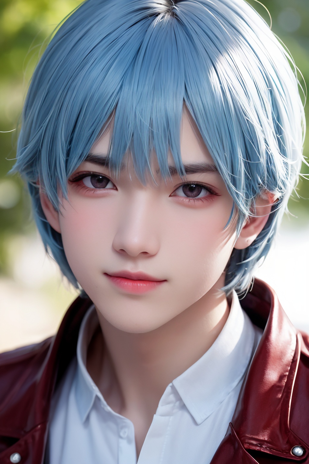 intricate details,  hansome boy,  Light blue hair on Tensor.Art