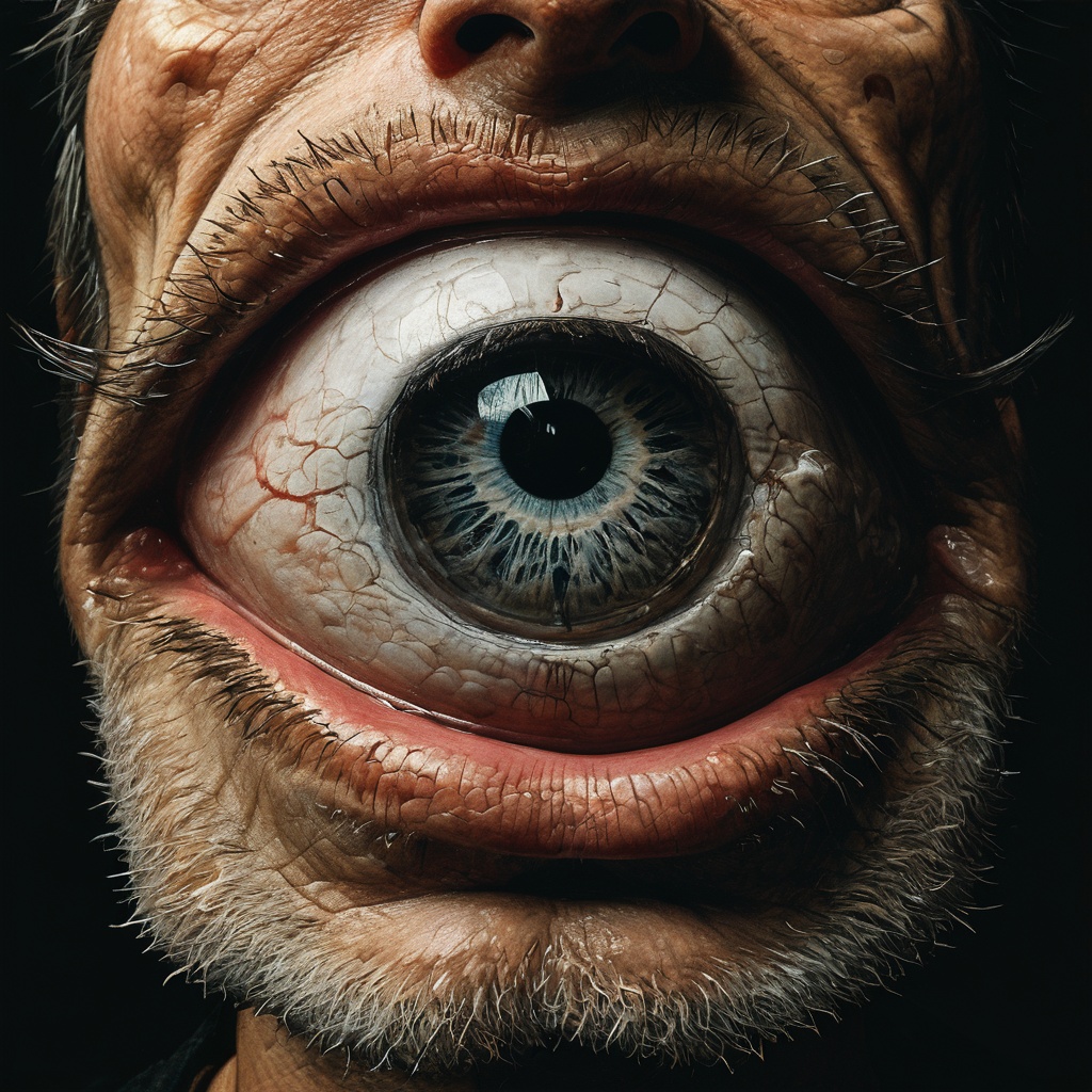 impactful paint of an eye in the mouth of a man,  front view ,  highly detailed on Tensor.Art